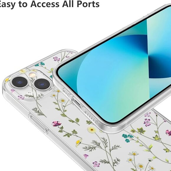 Silicon case clear with flowers for Apple IPhone 15 - Picture 5 of 9